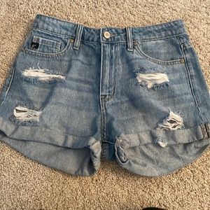 KanCan Women's Distressed High Rise Denim Shorts S